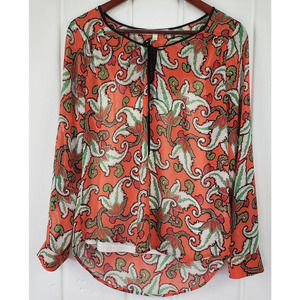 Daniel Rainn Sheer Bohemian Floral Pattern Lightweight Womens Small Tie Top